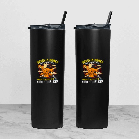 Funny Shaolin Monk Kung Fu MMA Tumbler With Lid And Straw