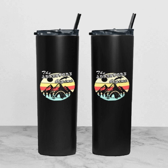 Camping Retro Vintage Adventure Camping Gift Tumbler With Lid And Straw