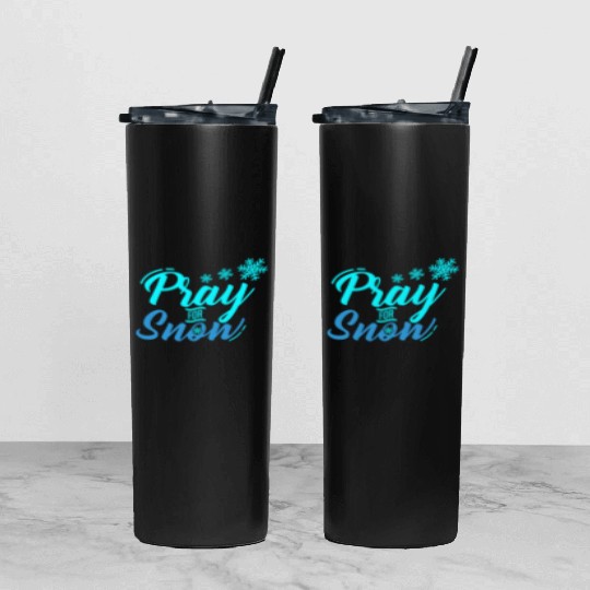 Pray for Snow Snow White Christmas Praying Tumbler With Lid And Straw