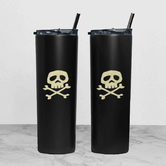 Misfits Style Captain Harlock Skull Crossbones Tumbler With Lid And Straw