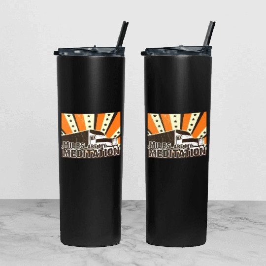 Truck Driver Load Miles Happy Trucker Road Runner Tumbler With Lid And Straw
