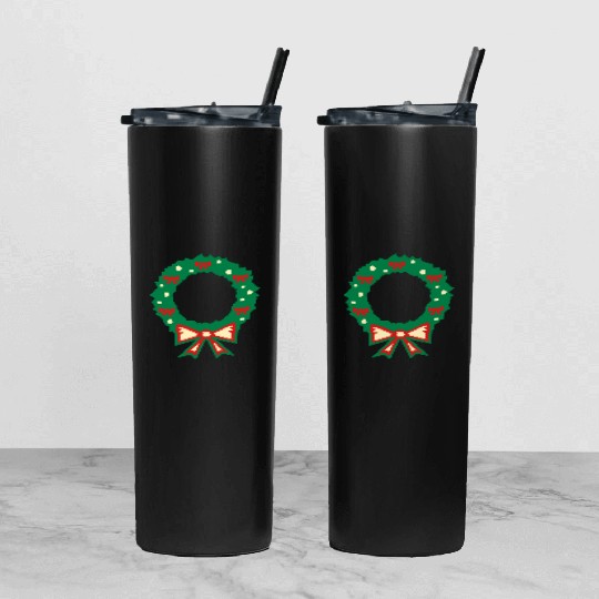 christmas wreath Tumbler With Lid And Straw