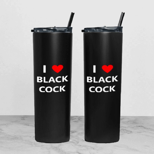 Black Cock Dick Penis sx Bjob Oral Kink BBC Tumbler With Lid And Straw