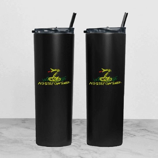 Patriotic No Step on Snek Hand Drawn Gadsden Tumbler With Lid And Straw
