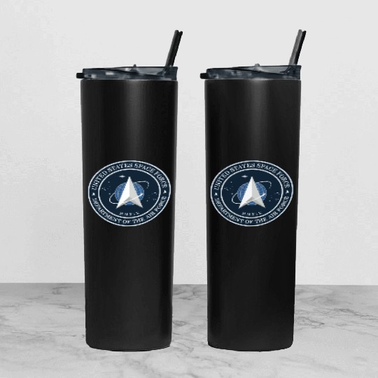 New Space Force Logo 2020 USSF Tumbler With Lid And Straw