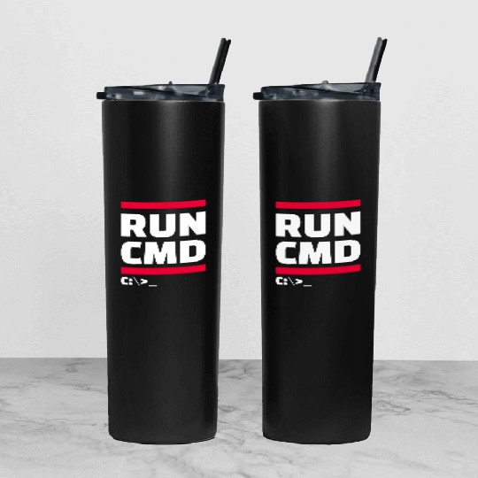 run cmd Tumbler With Lid And Straw