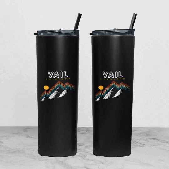 Vail Colorado Usa Ski Resort 1980S Retro Tumbler With Lid And Straw