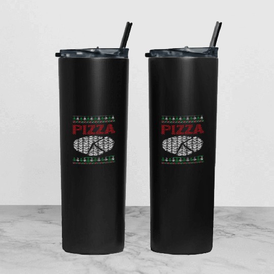 Christmas Pizza Lover Funny Winter Holiday Gift Tumbler With Lid And Straw