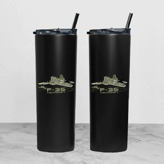 F-35 Lightning fighter jet Tumbler With Lid And Straw