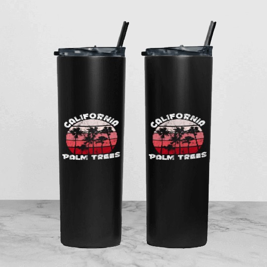 California Palm Trees Malibu Tumbler With Lid And Straw