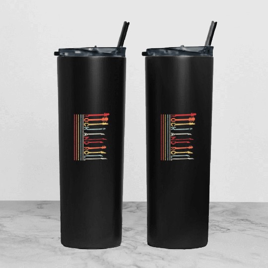 Classic Rock And Roll Vintage Tumbler With Lid And Straw Concert Band
