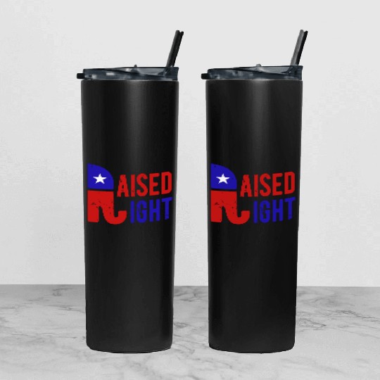 Raised Right Proud Republican Elephant Logo Usa Tumbler With Lid And Straw
