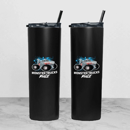 Monster Trucks Rule... Monster Truck Tumbler With Lid And Straw
