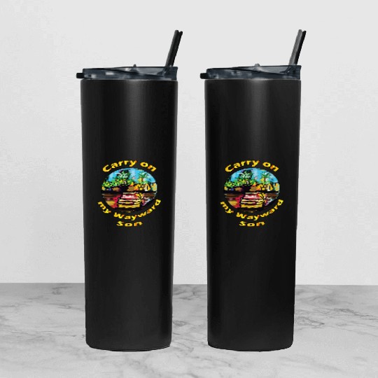 Embrace the Journey: Carry On My Wayward Son T-shi Tumbler With Lid And Straw