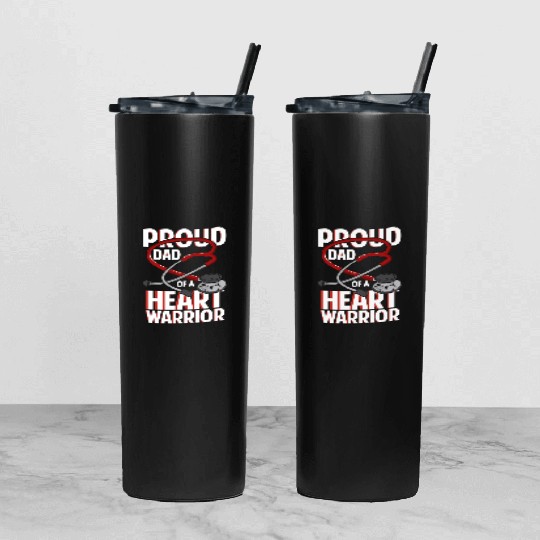 Proud Dad Of A Heart Warrior Coronary Disease CHD Tumbler With Lid And Straw