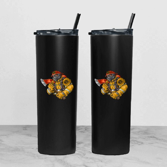 firefighter fire brigade fire station blueish use Tumbler With Lid And Straw