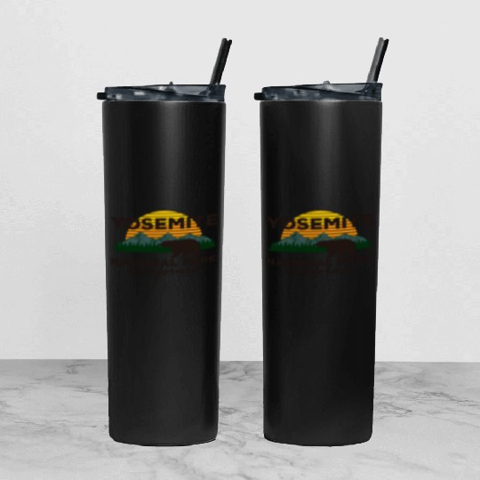 Yosemite National Park California Mountain Bear Tumbler With Lid And Straw