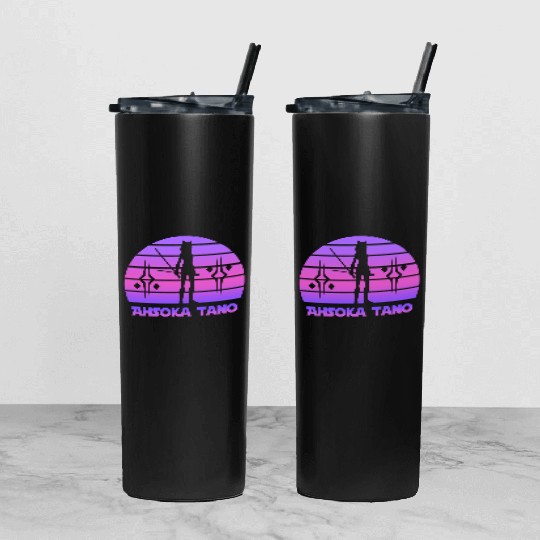 Ahsoka tano - Synthwave Tumbler With Lid And Straw