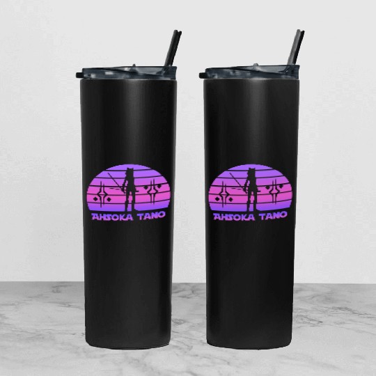 Ahsoka tano - Synthwave Tumbler With Lid And Straw