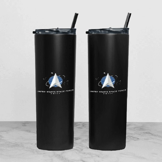 UNITED STATES US SPACE FORCE USSF DELTA FLAG birth Tumbler With Lid And Straw