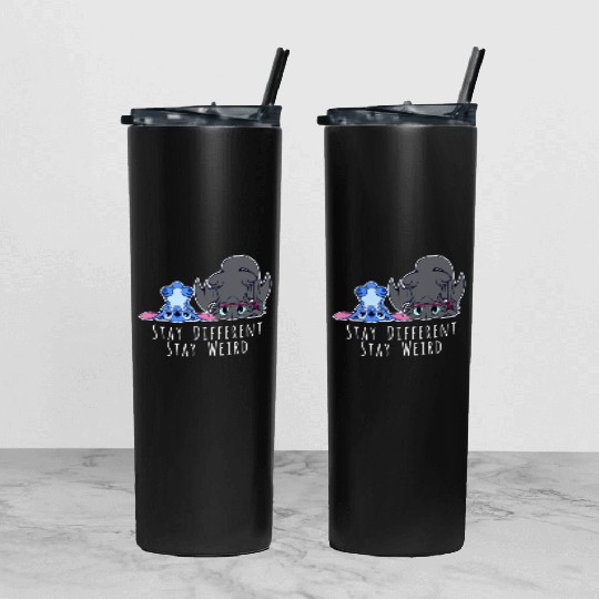 Stay Different Stay Weird Toothless And Stitch Tumbler With Lid And Straw