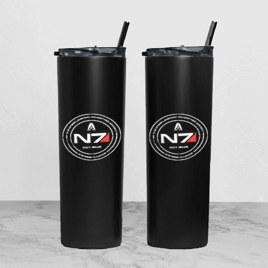 N7 Mass Effect Commander Shepherd Tumbler With Lid And Straw
