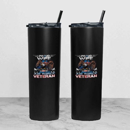 Veteran-Proud Wife Of Us Air Force Veteran Patriot Tumbler With Lid And Straw