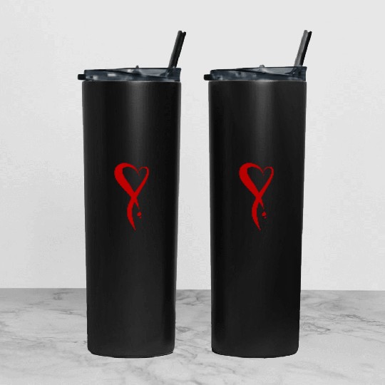 Heart bleeding, hand drawn Tumbler With Lid And Straw