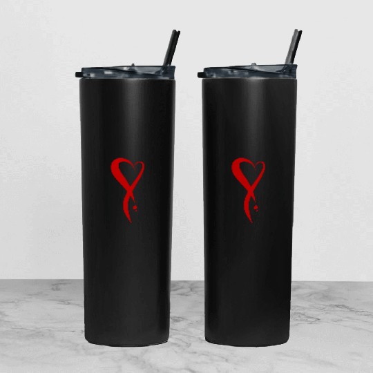Heart bleeding, hand drawn Tumbler With Lid And Straw