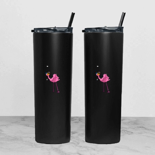 Flamingo Golf Golfing Tumbler With Lid And Straw