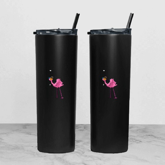 Flamingo Golf Golfing Tumbler With Lid And Straw