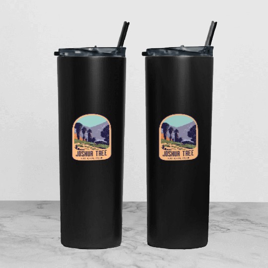 Joshua tree national park retro design Tumbler With Lid And Straw