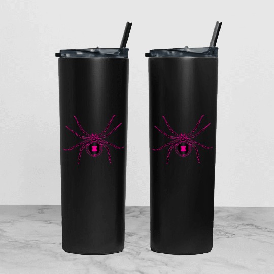 Black Widow Pink Design Tumbler With Lid And Straw