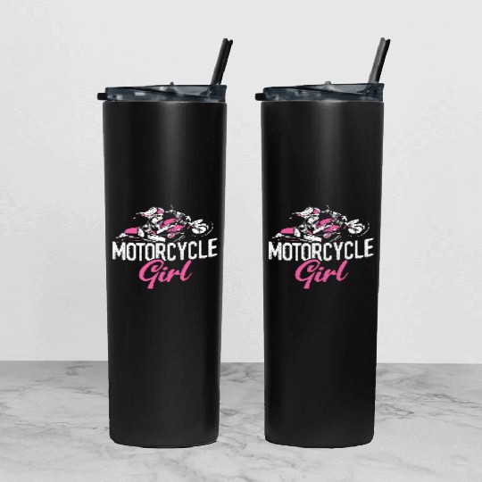 Motorcycle Girl Bike Motor Motorcycle Tumbler With Lid And Straw