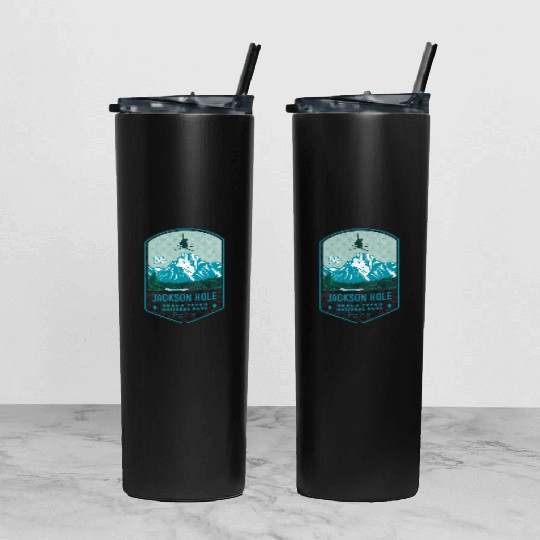 Jackson Hole Ski Badge Tumbler With Lid And Straw