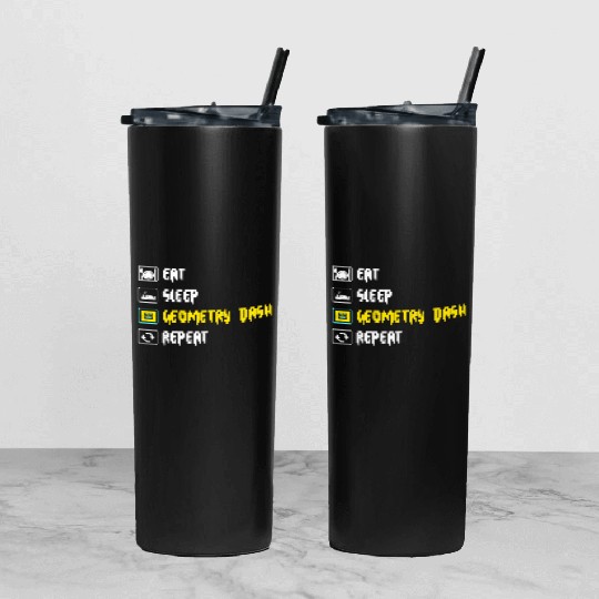 Eat sleep geometry dash repeat retro Jumper Repeat Tumbler With Lid And Straw