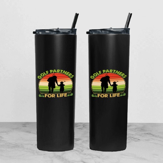 Golf Partners For Life Dad And Son Fathers Day Tumbler With Lid And Straw
