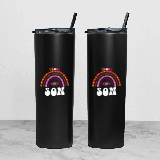 Lesbian Rainbow Proud Son Lesbian Tumbler With Lid And Straw