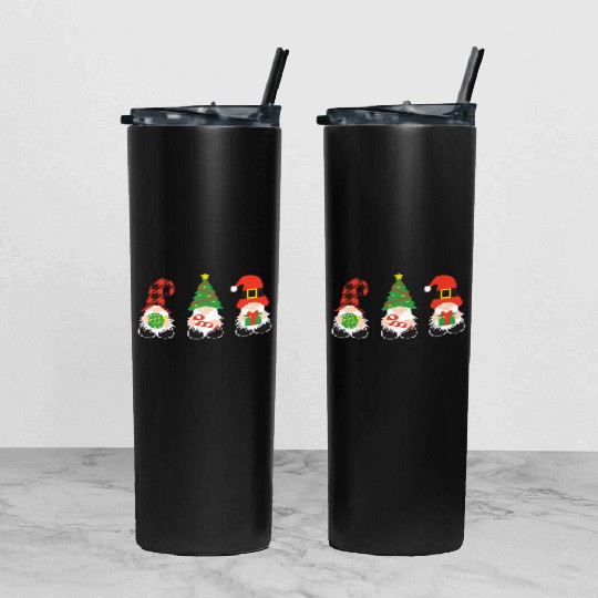 Christmas Gnomes with candy cane, gift Tumbler With Lid And Straw