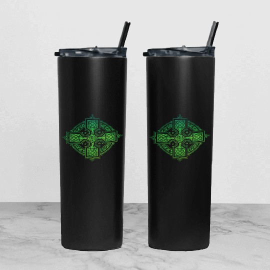 Celtic Cross Tumbler With Lid And Straw