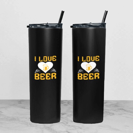 I love beer Tumbler With Lid And Straw