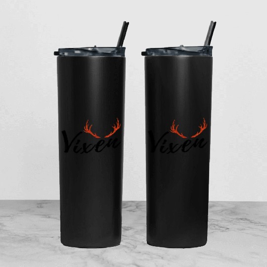 Vixen Reindeer Cute Tumbler With Lid And Straw