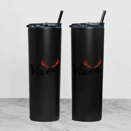 Vixen Reindeer Cute Tumbler With Lid And Straw