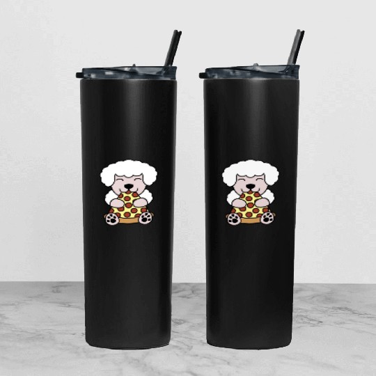 Poodle Pizza Lover Tumbler With Lid And Straw