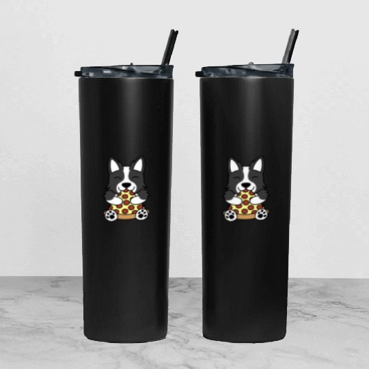 Border Collie Pizza Lover Tumbler With Lid And Straw