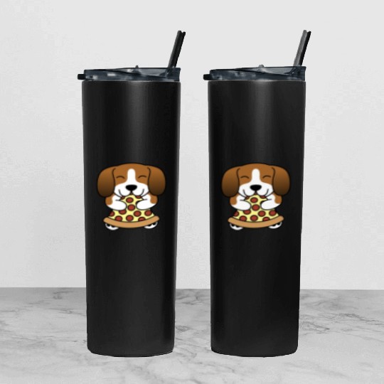 Basset Hound Pizza Lover Tumbler With Lid And Straw
