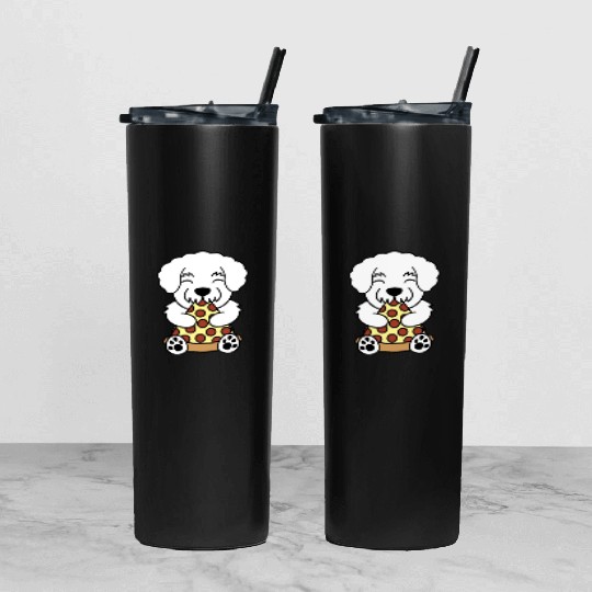 Bichon Frise Pizza Lover Tumbler With Lid And Straw