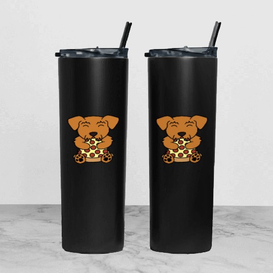 Airedale Terrier Pizza Lover Tumbler With Lid And Straw