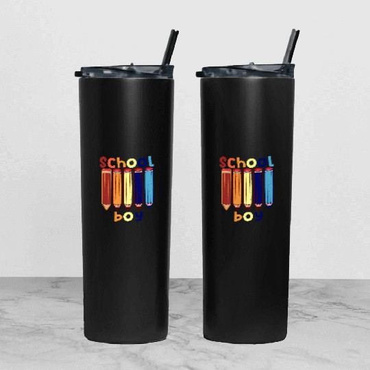 Funny School boy school start Tumbler With Lid And Straw
