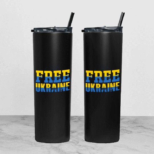 Free Ukraine Tumbler With Lid And Straw